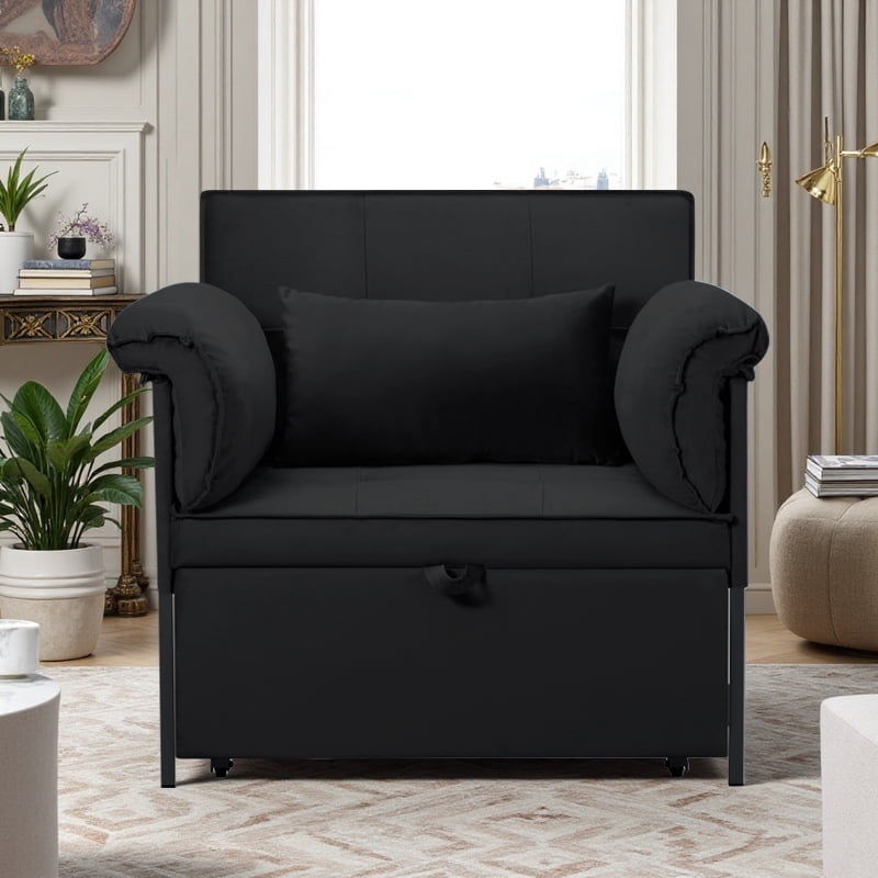 Gewnee Single Convertible Chair Bed, Sleeper Chair Bed 3 in 1, Stepless Adjustable Backrest,Armchair, Sofa Bed Pull Out Sleeper Bed Living Room, Bedroom