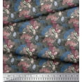 thumbnail image 2 of Soimoi Blue Rayon Crepe Fabric Insect & Texture Print Sewing Fabric BTY 46 Inch Wide, 2 of 2