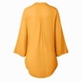 thumbnail image 4 of vigerkar Women Casual V Neck 3/4 Sleeve Button Down Shirts High Low Oversized Summer Beach Blouse Tops for Women Yellow, 5XL, 4 of 6