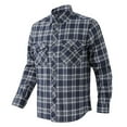 thumbnail image 2 of CYiJun Mens Plaid Shirts with Two Pocket Regular Fit Casual Long Sleeve Button Down Flannel Shirt,Navy S, 2 of 6