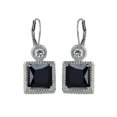 thumbnail image 1 of Vera and Co  Sterling Clear and Black Square CZ Rope Bezel Lever Back Earring, 1 of 1