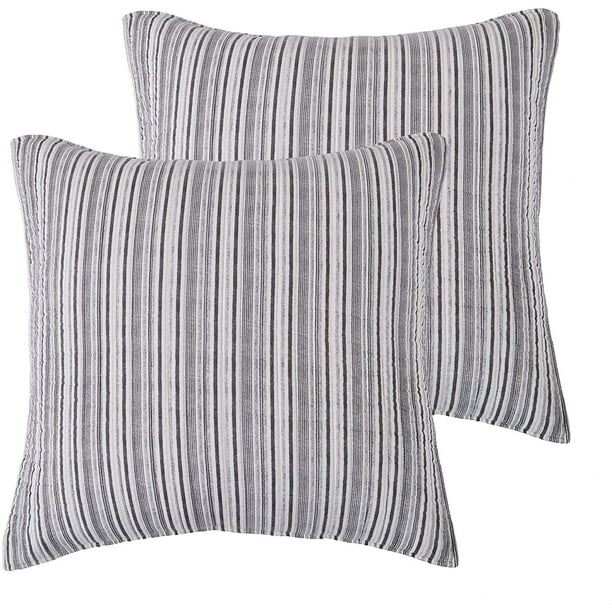 Levtex Home Avellino Grey Quilted Euro Shams Set of Two (26 x 26 in