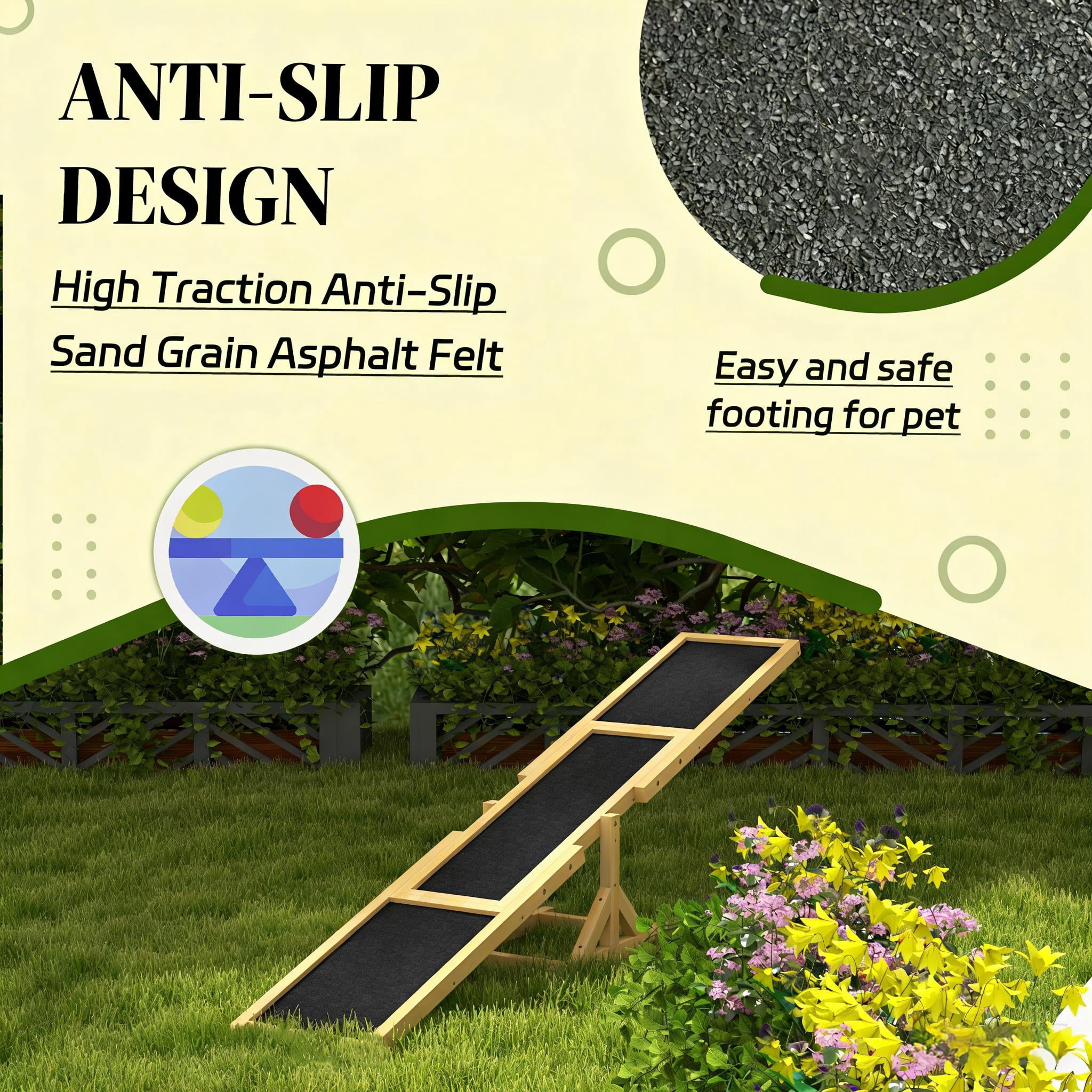 Wooden Dog Agility Seesaw, Fir Wood Pet Training Seesaw with Anti-Slip Surface, Stable Outdoor Agility Equipment for Dogs Up to 66 lbs