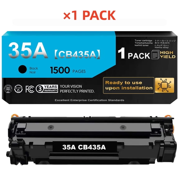 35A Toner Cartridge CB435A Black (with Chip) for P1002 P1003 P1004 P1005 P1006 P1007 P1008 P1009 Printer (1 Pack)