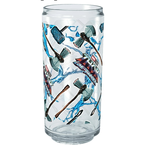 Marvel: Thor: Love and Thunder Electric Stormbreaker and Mjolnir  Tritan Can Shaped Cup Clear 16 oz.