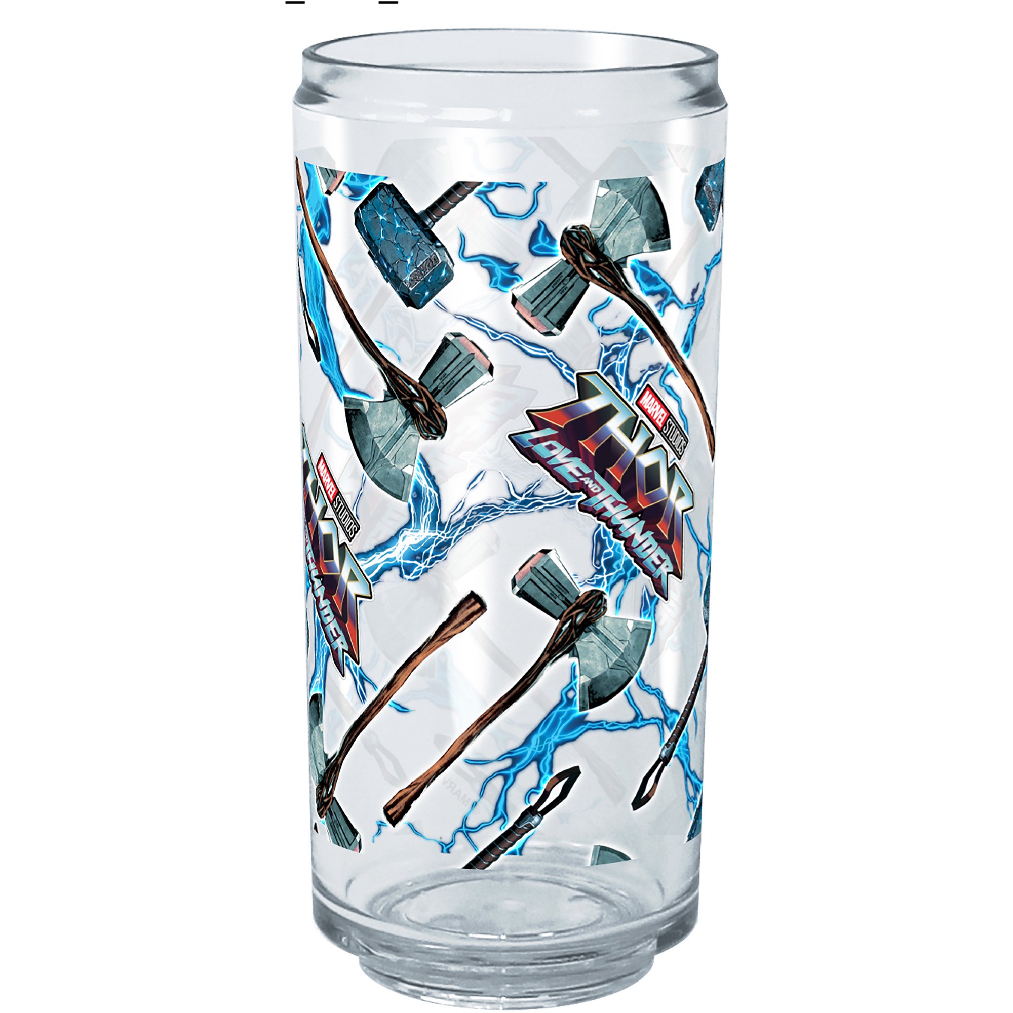 Marvel: Thor: Love and Thunder Electric Stormbreaker and Mjolnir Tritan Can Shaped Cup Clear 16 oz.