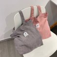 thumbnail image 2 of Corduroy Tote Bag, Women's Simple Shoulder Bag, Letter Patch Decor Handbag, 2 of 4