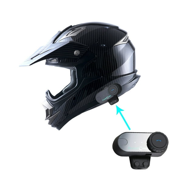 1Storm HGXP14B Glossy Black Carbon Fiber Adult Motorcycle Helmet with Bluetooth Headset