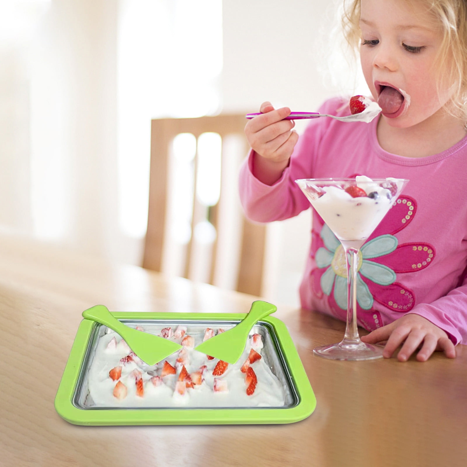 Handheld Ice Cream Maker with Ice Tray, Small Household Ice Machine for Homemade Frozen Desserts, Includes Scrapers for Easy Scooping, Manual Ice Cream Maker for Summer Treats