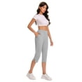 thumbnail image 6 of CFLVAEK Work Pants for Women Summer High Waisted Stretchy Capris Dressy Casual Capri Pants Pull On Slacks with Pockets Gray XXL, 6 of 9