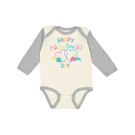 

Inktastic Happy Valentine s Day Hearts and Flowers Gift Baby Boy or Baby Girl Long Sleeve Bodysuit