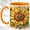 Orange, variant on Jewel Style Sunflower Coffee Mug, Floral Art Mug, Ceramic 11 oz