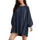 thumbnail image 1 of Vestido Mujer Casual Corto Color Sólido Cuello Redondo Traje Diario Básico Kuymtek  Azul marino T XL para Mujer, 1 of 8