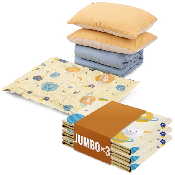 TAILI Portable 3 Pack Jumbo Vacuum Storage Bags for Duvets Bedding Pillows Clothes