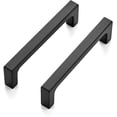 thumbnail image 3 of 5 Pack 3-3/4 inch Hole Centers Matte Black Cabinet Pulls Kitchen Cabinet Handles Solid Drawer Pulls Kitchen Cabinet Hardware Kitchen Flat Black Drawer Handles Square Bar Cabinet Drawer Handles, 3 of 5