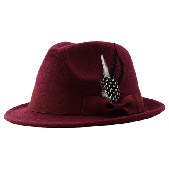 Yaruuzi Fedora Hats for Men Cowboy Dress Hats for Men Wide Brim Flat Bill Cool Hats Fisherman Hat Christmas Church Fitted Hats for Men Classic Felt Summer Beach Party Hat