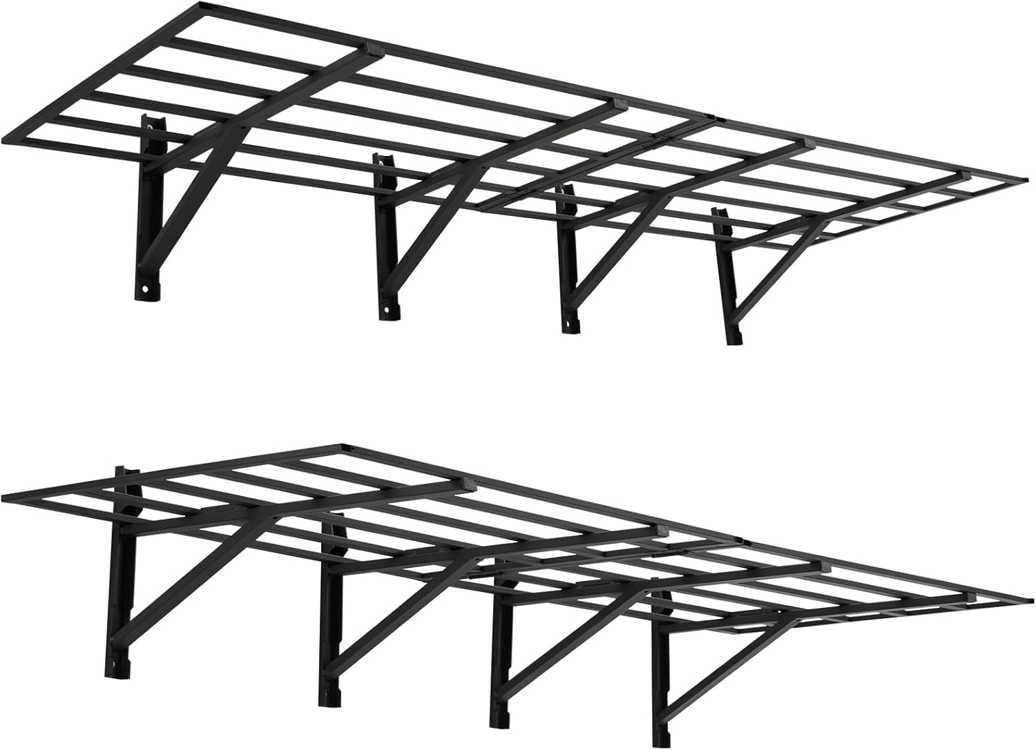 Garage Storage Shelving Wall Mounted, 2 Pack 2x6ft Wall Mount Shelves, 1600 Lbs Heavy Duty Sturdy Shelves, Folding Strong Garage Organiser, Storage Racks for Shop, Shed, Storage Shelve, Black