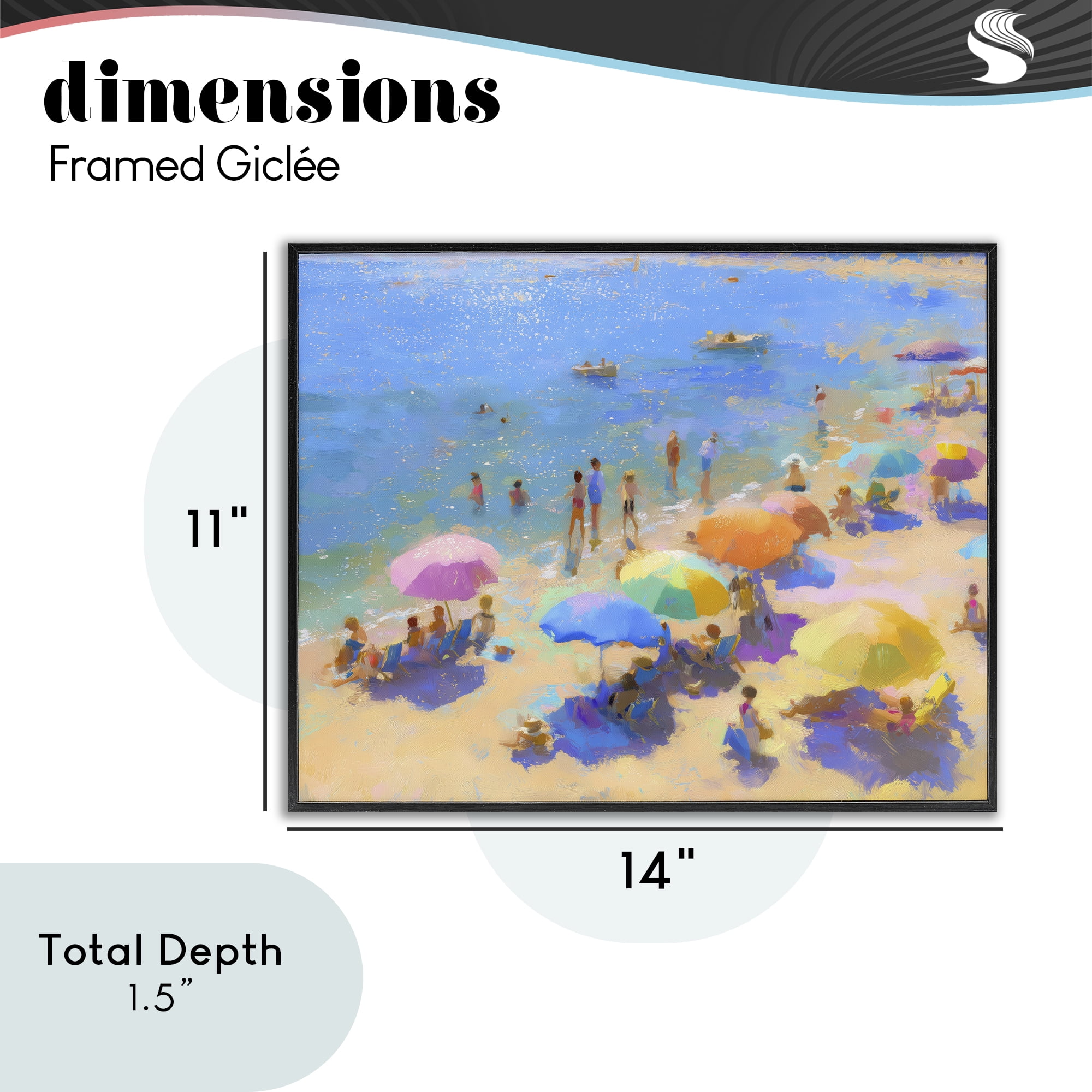 Stupell Industries Colorful Day at Beach Black Framed Giclee Art, design by LSR Design Studio