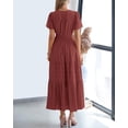 thumbnail image 3 of Vestido largo boho BTFBM verano 2025 marrón rojo talla M, 3 of 8