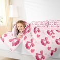 thumbnail image 4 of Erosebridal Pink Bowknot Kids 7-Piece Twin Bedding Sets,Red Cherries Romantic Hearts Print Bedding Comforter Set For Girls,Reversible pink, 4 of 7