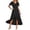 Black, variant on Women's V Neck Wrap Dress Twisted Slit Pleated Waist Tie Short Sleeve Midi Dresses Color Size XL