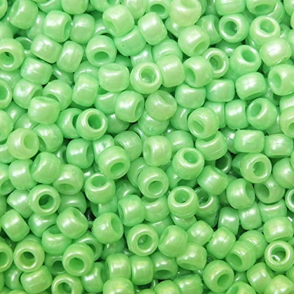 Lime Green Pearl Pony Crow Beads Large Hole Made in USA 6x9mm
