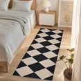thumbnail image 3 of HIWEAVER Black/White 2' x 6' Easy Jute Runner for Kitchen Non Slip Stain Resistant Checkered Indoor Outdoor Throw Carpet Non Shedding Modern Geometric Mat for Hallway Outdoor Patio Rug, 3 of 6