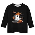 thumbnail image 4 of WAVSUF Girls Halloween Top, 3/4 Sleeve Soft Comfort Round Neck Fall Cute Festive Pullover Black 9, 4 of 6