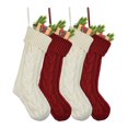 thumbnail image 1 of Cable Knit Christmas Stocking, 4 Pack, Large, Burgundy/White, 18" x 4.7", 1 of 7