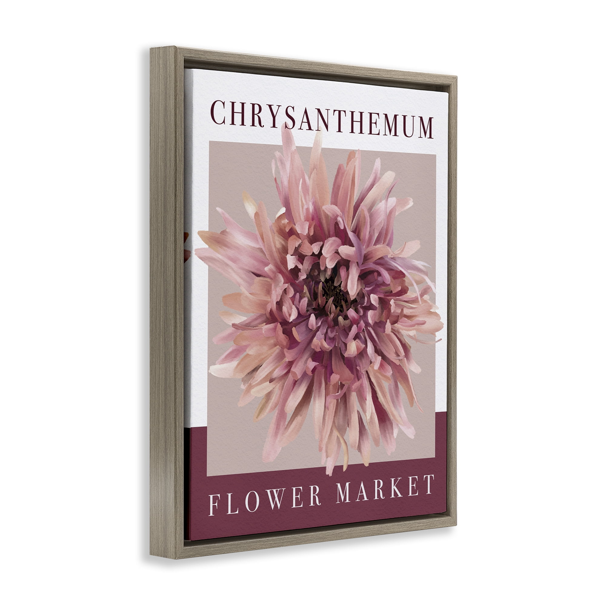 Stupell Industries Chrysanthemum Flower Market Brown Framed Floater Canvas Wall Art, design by Jennifer Stith