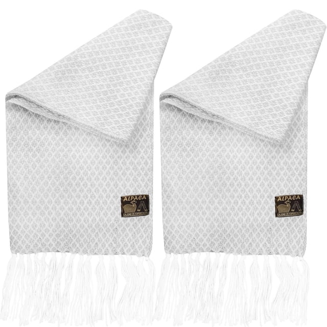 Bufanda Hecha a Mano AlpacaSilverWhite 2Pzas Gris/Blanco 170cm x 21cm Hechas a Mano Alpaca.