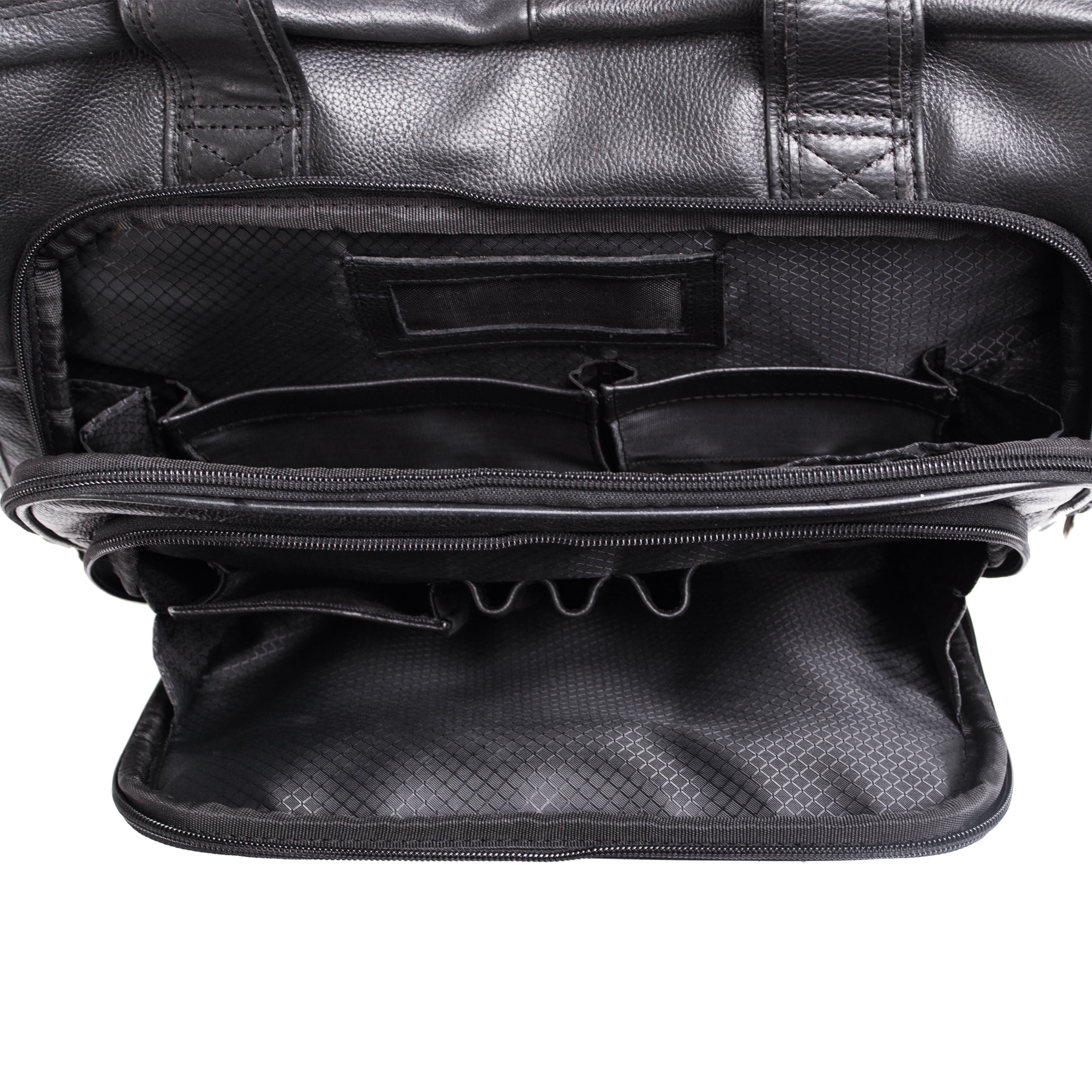 I Series | GOLD COAST | 17" Leather Patented Detachable -Wheeled Laptop Briefcase - Black