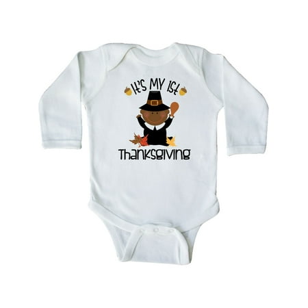 

Inktastic 1st Thanksgiving Pilgrim Boy Ethnic Gift Baby Boy Long Sleeve Bodysuit
