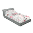 thumbnail image 2 of Ambesonne Floral Fitted Sheet & Pillow Sham Set, Birds on Cherry Tree, Twin, Pale Grey Pink, 2 of 2