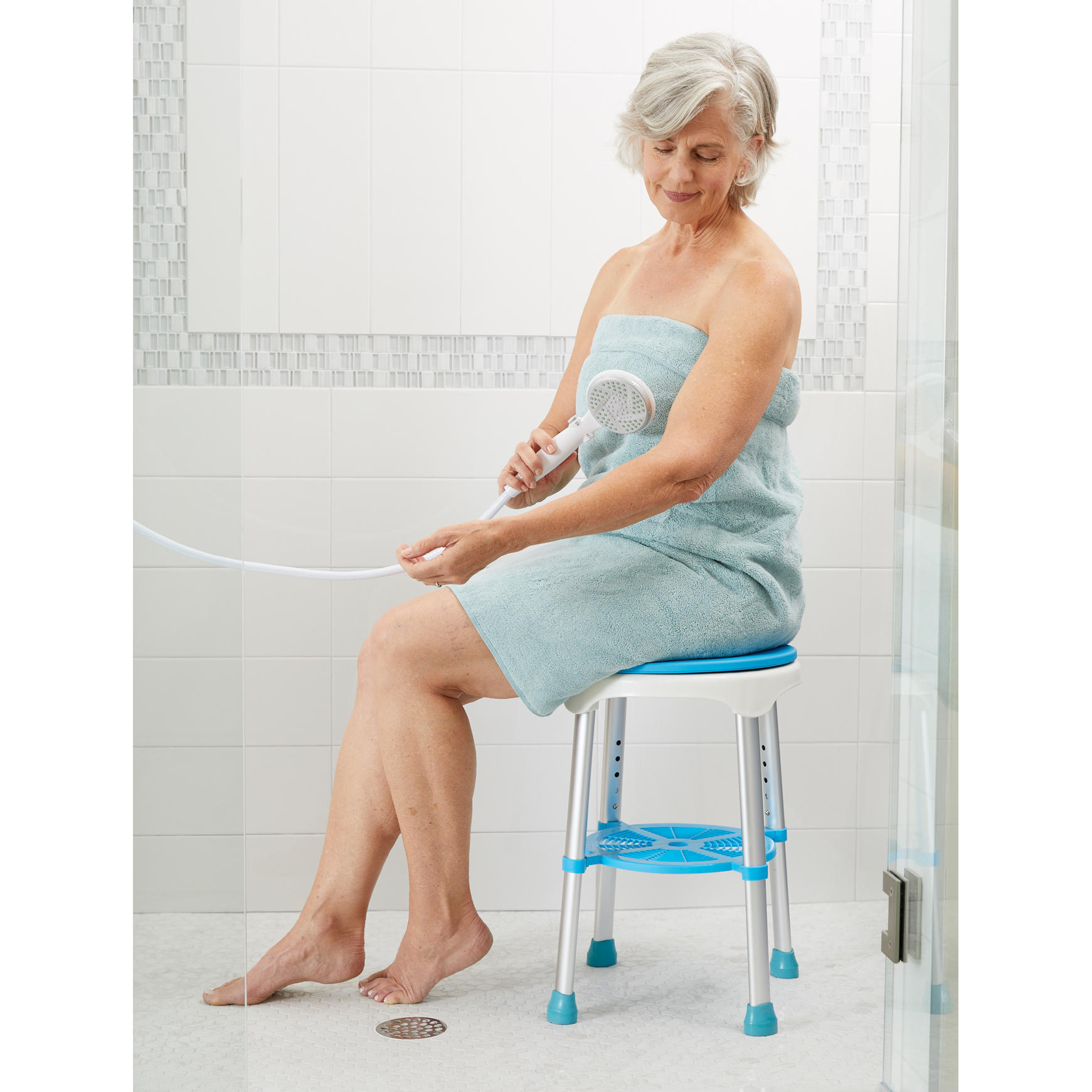 Carex Easy Swivel Shower and Bath Stool, Storage Tray, Rotates 360 Degrees, 300 lb Weight Capacity - image 2 of 9