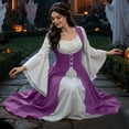 thumbnail image 6 of Ounisa Women's Renaissance Medieval Long Sleeve Square Neck Lace Up Corset Dress, Victorian Gothic Halloween Costume Party Gown, 6 of 8