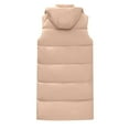 thumbnail image 6 of Long Puffer Vest for Women Zip Up Winter Clothing Thick Quilted Jacket with Hood Khaki XL, 6 of 9
