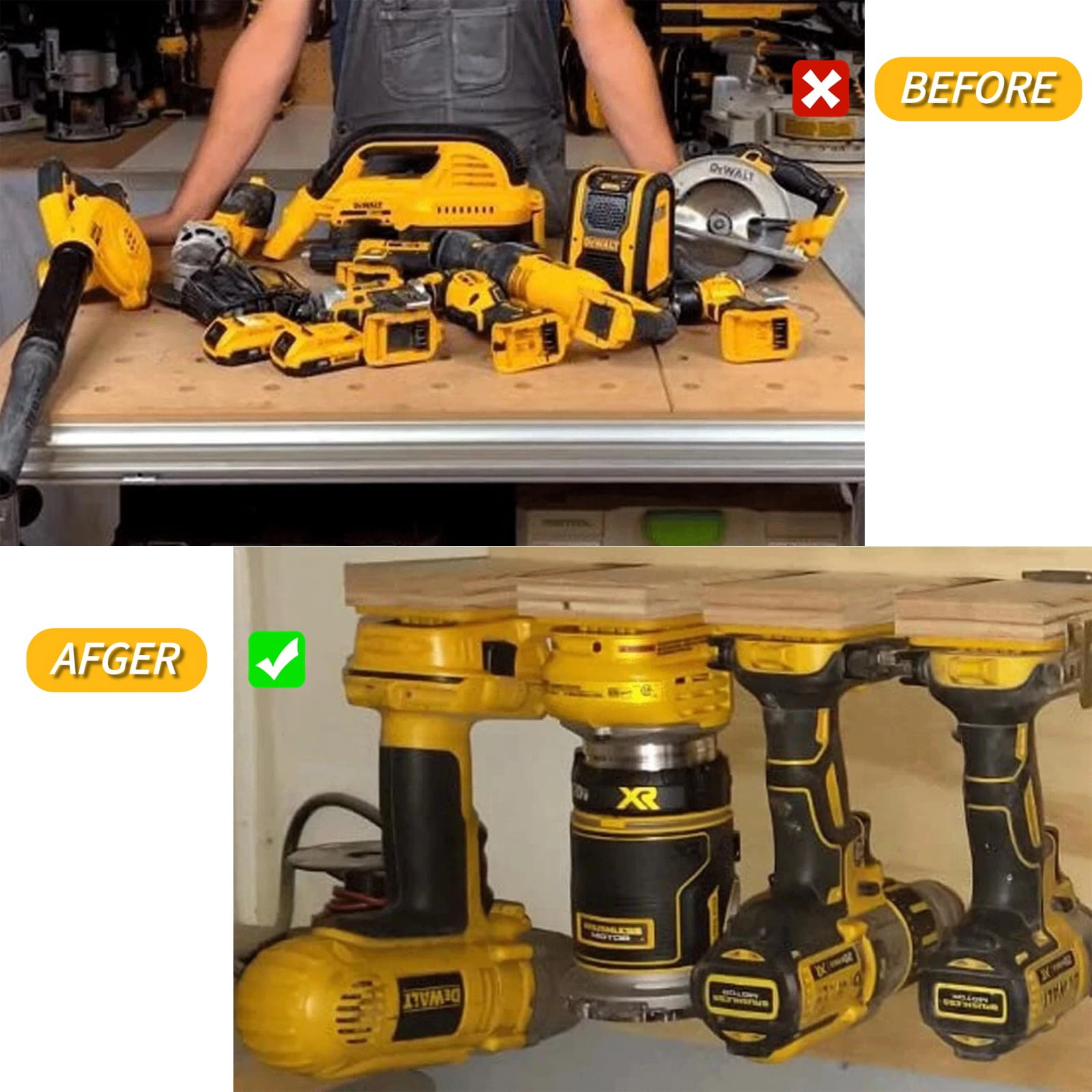 Tool Holders and Battery Mounts Compatible with Dewalt 20V and Milwaukee Tools, Heavy-Duty ABS Wall Organizer Rack with Screws, Drill and Battery Holder Mount for Garage, Workshop, Job Site (20 Pack)