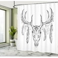 thumbnail image 5 of Ambesonne Deer Shower Curtain, Skull with Antler Feather, 69"Wx84"L, Charcoal Grey White, 5 of 5