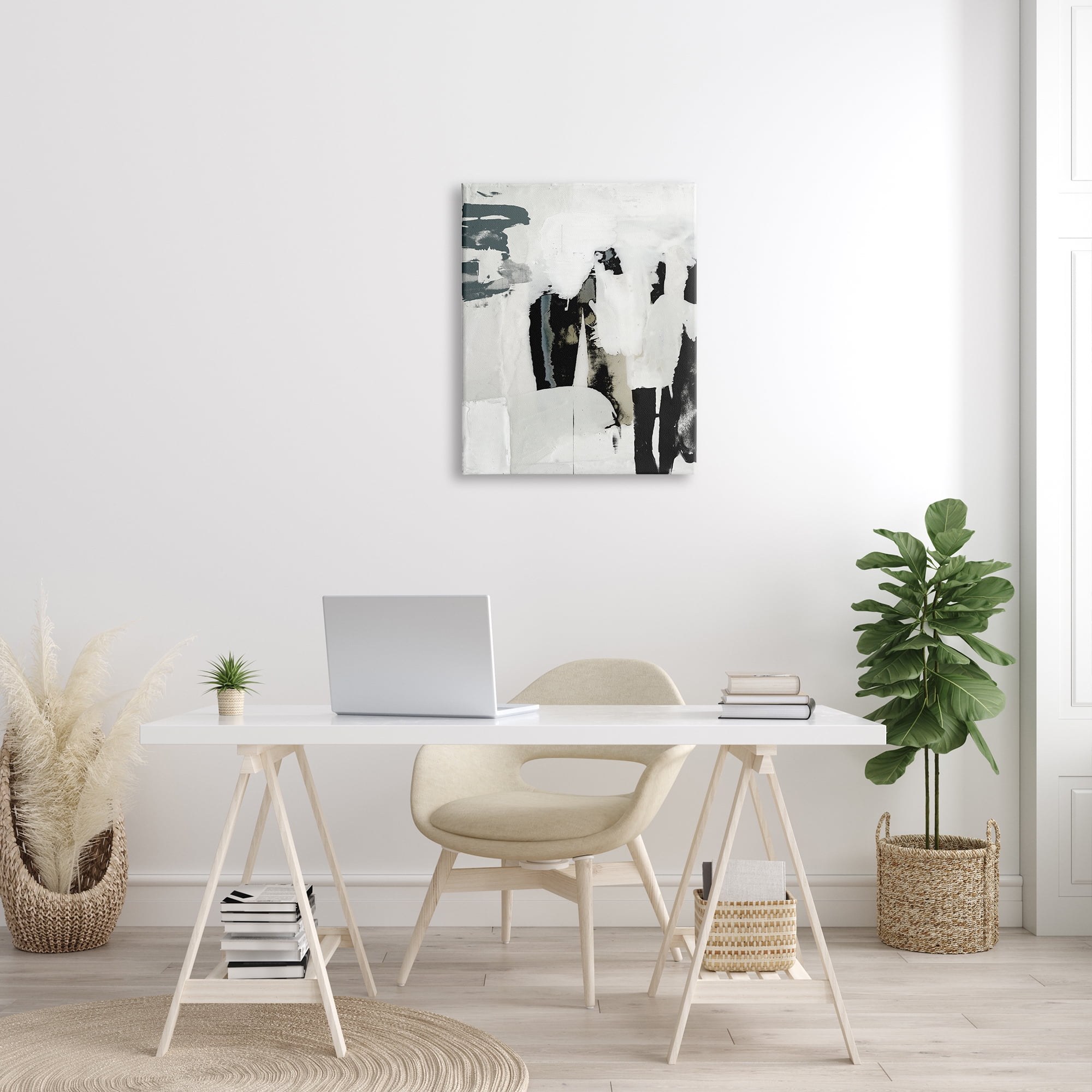 Stupell Industries Modern Industrial Abstraction Distressed Layered Tones Black Grey, 24 x 30, Design by Jennifer Goldberger