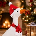 thumbnail image 6 of FAMTKT Christmas Porch Goose Statue Outfit with Red Christmas Hat Scarf, Yard Statue Goose Clothing Set for Garden Patio, Winter Holiday Outdoor Decor, 6 of 6