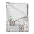 thumbnail image 2 of Orient Soft Flannel Fleece Blanket, Oriental Motif Pastel Patchwork Pattern with Filigree Ornaments Illustration, Cozy Plush for Indoor and Outdoor Use, 50" x 60", White Beige Grey, by Ambesonne, 2 of 5