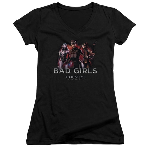 Injustice Gods Among Us Bad Girls Junior Women's T-Shirt V-Neck Black
