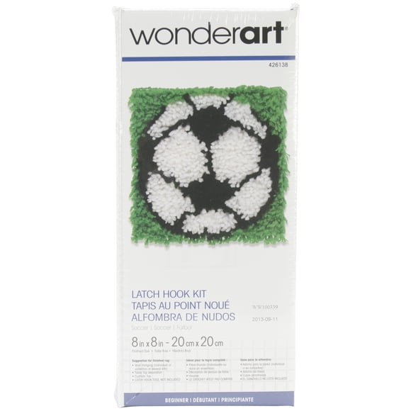 Wonderart Latch Hook Kit 8"X8"-Soccer