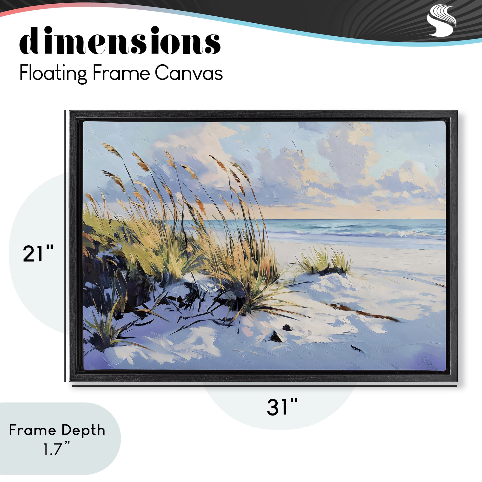 Stupell Industries Grassy Sand Dunes Beach Black Framed Floater Canvas Wall Art, design by Gina Kelly