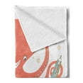 thumbnail image 2 of Nautical Soft Flannel Fleece Throw Blanket, Octopus Holding Sap Shampoo Toothbrush and Toothpaste with Tentacles, Cozy Plush for Indoor and Outdoor Use, 50" x 60", Coral Beige Green, by Ambesonne, 2 of 5