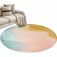 thumbnail image 2 of Abstract Beach Round Area Rugs 3 ft, Watercolor Teal Pink Brown Gradient Painting Washable Small Area Rug with Non-Slip Sturdy Edge Binding Round Front Door Mat Floor Carpet for Entryway, 2 of 9