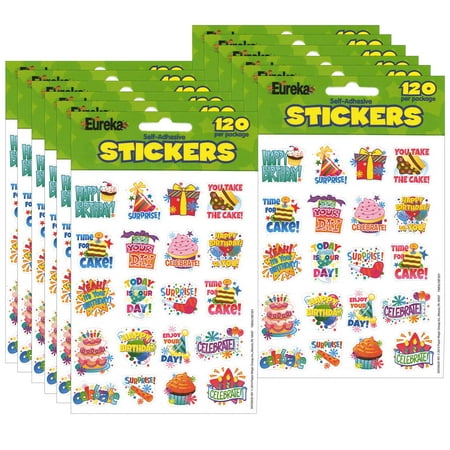 UPC: 0194629035038 | Eureka Birthday Theme Stickers 120 Per Pack 12 Packs