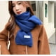 thumbnail image 4 of Bufanda de punto versátil de color sólido, bufanda cálida de moda para estudiantes (azul tesoro), 4 of 5