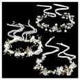 thumbnail image 2 of 3pcs Flower Girl Headbands Pearl Rhinestone Leaf Flower Wedding Bridal Crowns Tiaras Wreaths with Ribbon Vines Headpieces Hair Vine Accessories for Women Girls Teens Kids, 2 of 4